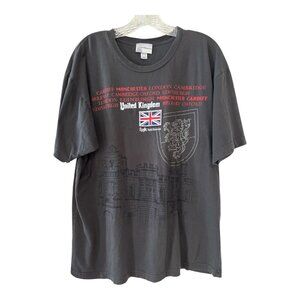 Vintage Walt Disney World United Kingdom T-Shirt – XL, Gray, UK Cities Flag Grap